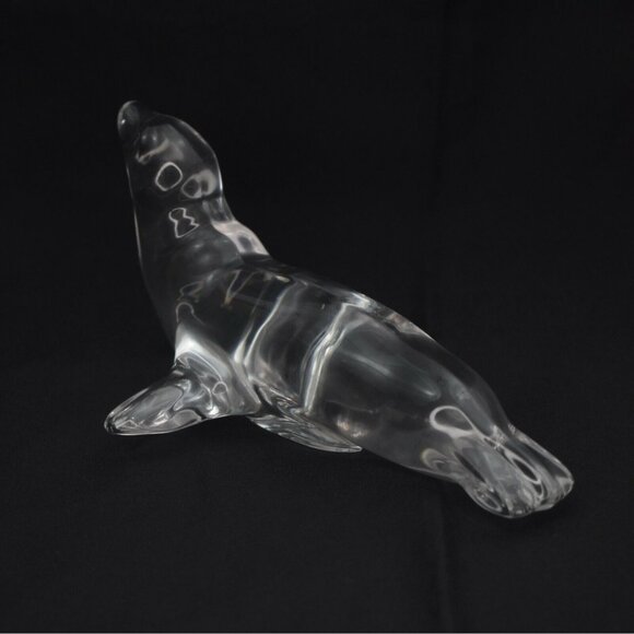 Vintage Villeroy and Boch Crystal Sea Lion Seal Paperweight Figurine Signed - Picture 4 of 9